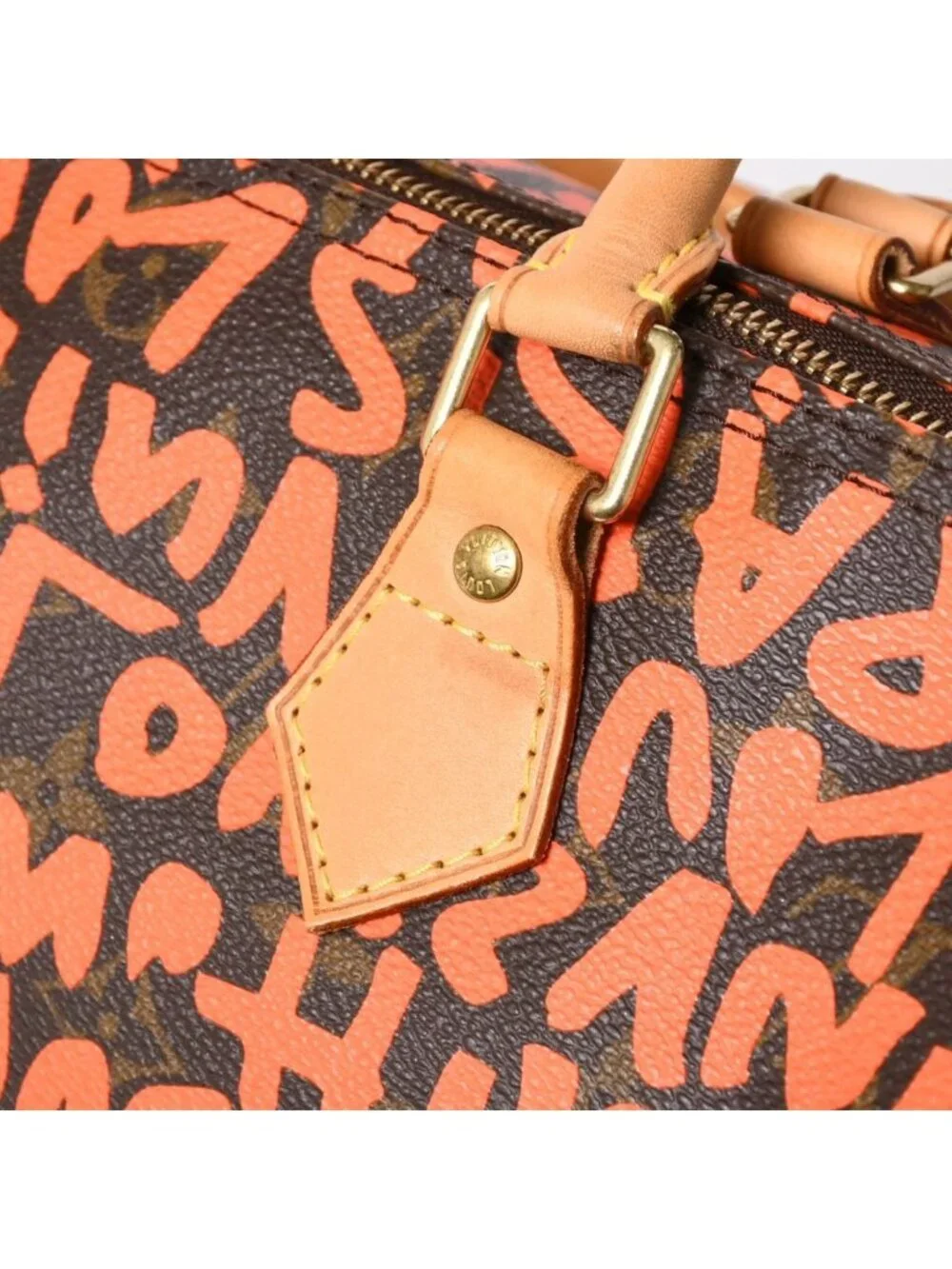 Louis Vuitton Monogram Speedy 30 Orange Handbag Graffiti Canvas